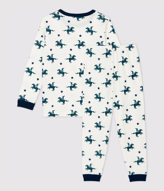 Pyjama imprimé chevaliers petit garçon en coton blanc MARSHMALLOW/blanc MULTICO