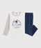 Pyjama en velours petit garçon gris BELUGA/blanc MULTICO
