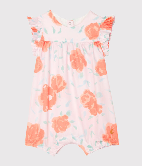 Combicourt bébé fille en satin imprimé rose VIENNE/blanc MULTICO