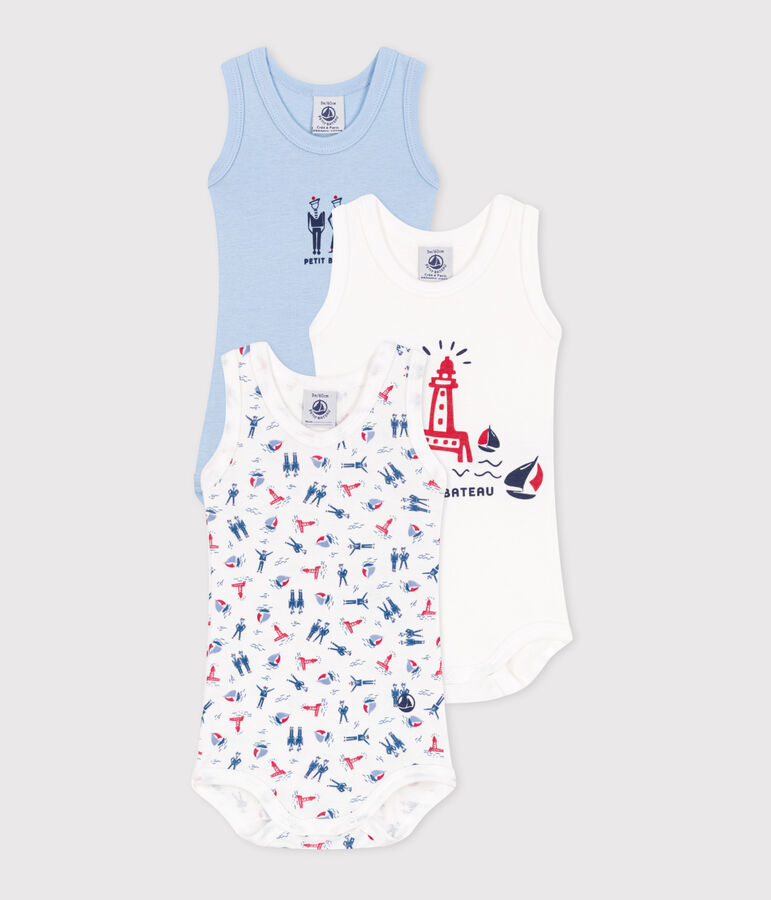 Lot de 3 bodies sans manches en coton b&eacute;b&eacute; multicouleur