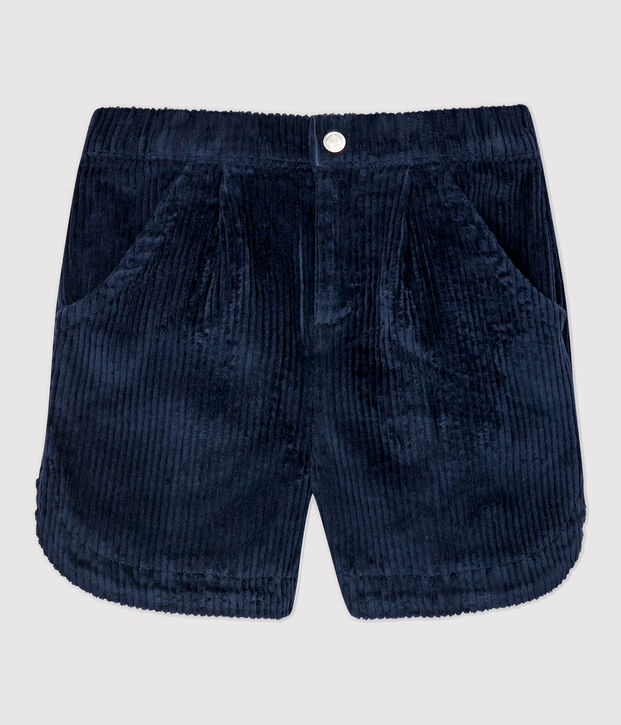 Short en velours enfant fille bleu