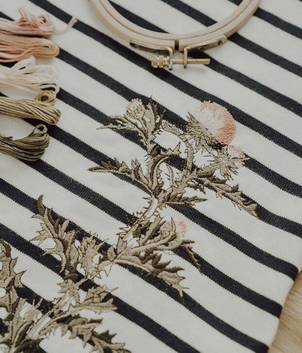 Marini&egrave;re Femme Petit Bateau x Deyrolle blanc/bleu