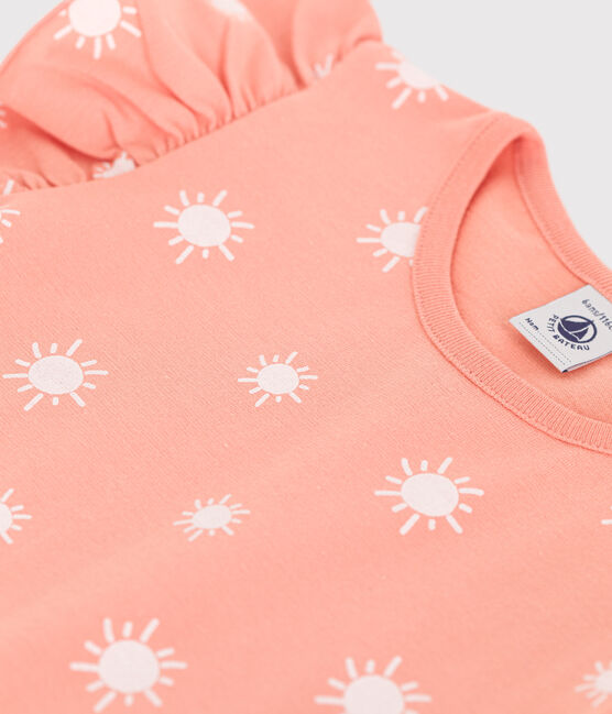 Teeshirt enfant en coton manches courtes imprimé orange ABRICOT/ MARSHMALLOW