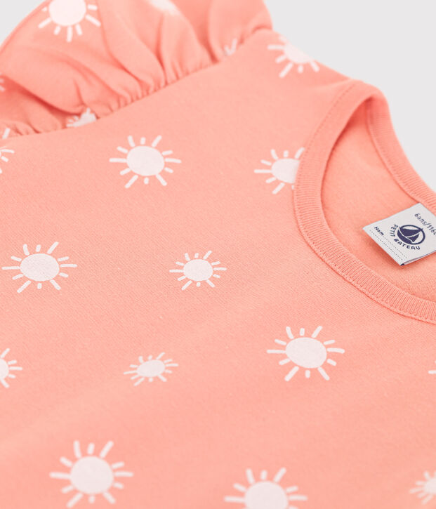 Teeshirt enfant en coton manches courtes imprim&eacute; orange/blanc