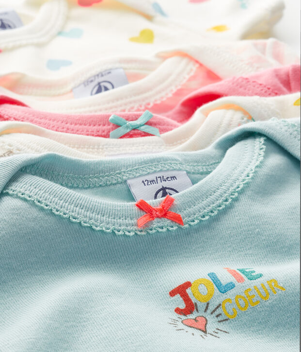 Lot de 5 bodies manches courtes b&eacute;b&eacute; fille multicouleur