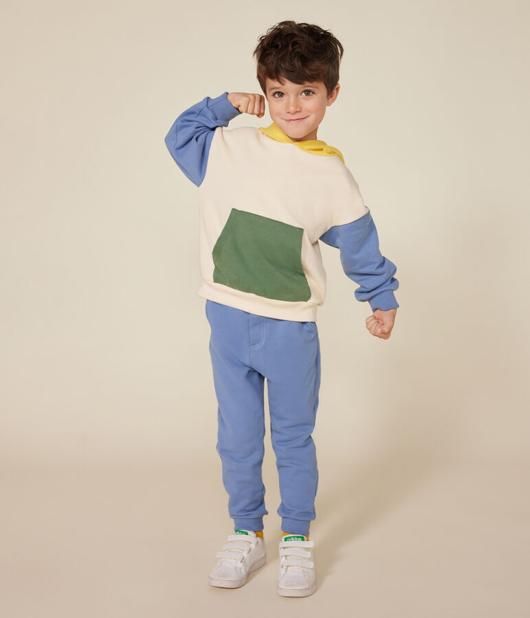 Sweatshirt &agrave; capuche en molleton enfant gar&ccedil;on &eacute;cru/multicouleur
