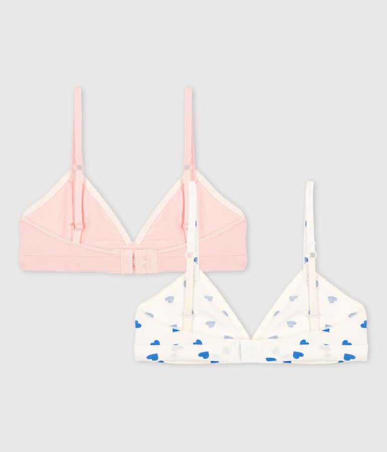 Lot de 2 soutiens-gorge c&oelig;urs fille en coton et &eacute;lasthanne multicouleur