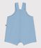 Salopette courte b&eacute;b&eacute; en gaze de coton unie bleu