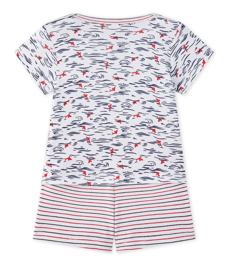 Pyjashort b&eacute;b&eacute; gar&ccedil;on 2 pi&egrave;ces blanc ECUME/blanc MULTICO