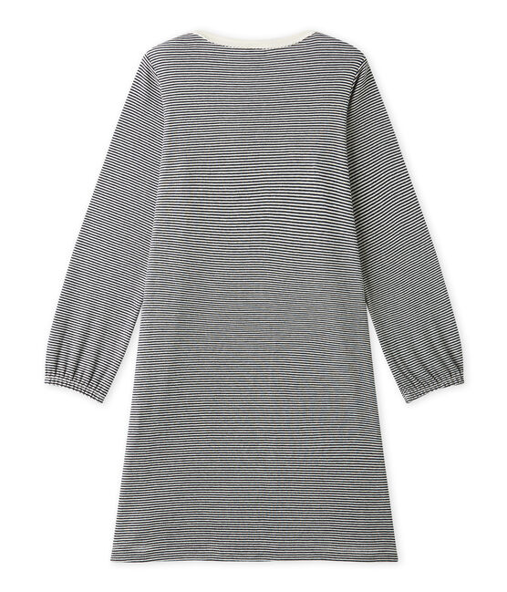 Chemise de nuit fille en milleraies bleu SMOKING/beige COQUILLE