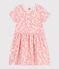 Robe enfant en coton manches courtes imprimé rose FLEUR/ SPI