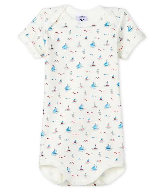 Body unitaire manches courtes à imprimé marin bébé blanc MARSHMALLOW/blanc MULTICO