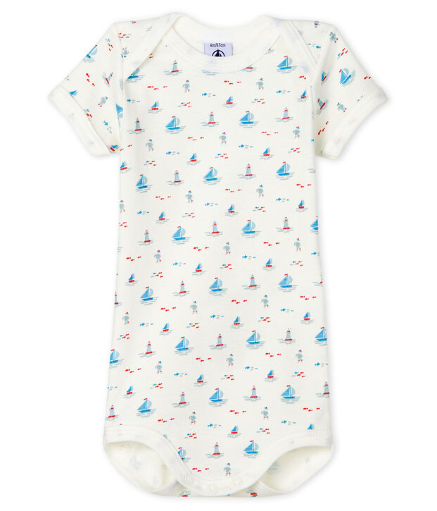 Body unitaire manches courtes &agrave; imprim&eacute; marin b&eacute;b&eacute; blanc/multicouleur