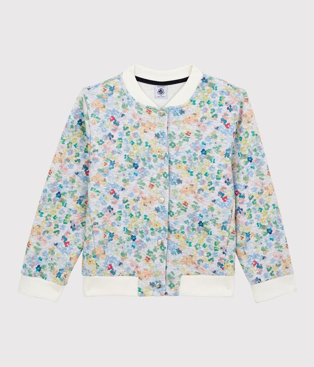 Cardigan esprit teddy en jersey enfant fille gris/multicouleur