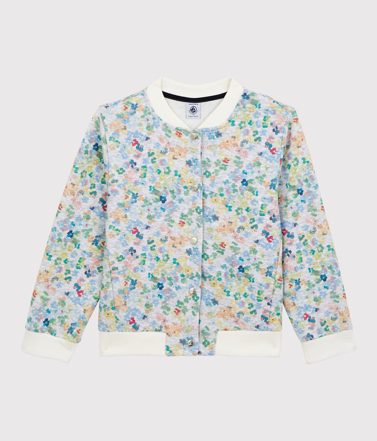 Cardigan esprit teddy en jersey enfant fille gris/multicouleur