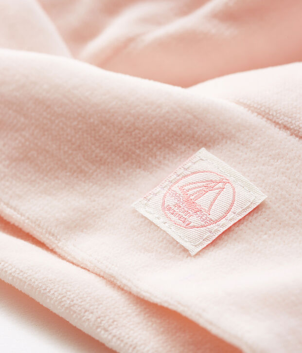 Bonnet naissance b&eacute;b&eacute; en velours rose clair