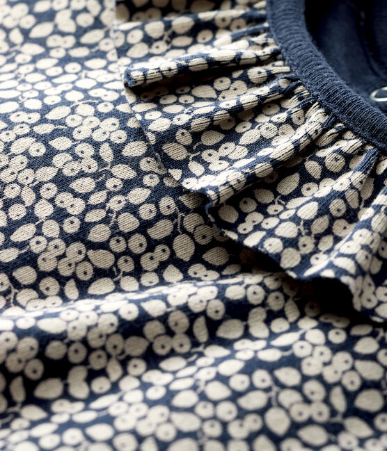 Blouse manches longues bébé fille bleu SMOKING/blanc MARSHMALLOW