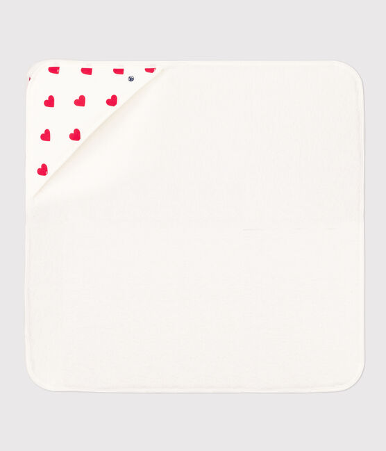 Carré de bain cœurs en coton blanc MARSHMALLOW/rouge TERKUIT
