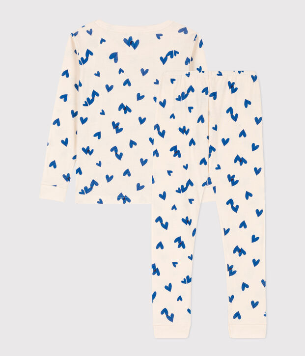 Pyjama ajust&eacute; petite fille en coton &eacute;cru/multicouleur