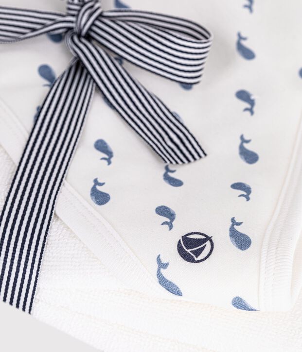Carr&eacute; de bain b&eacute;b&eacute; en coton bleu/bleu