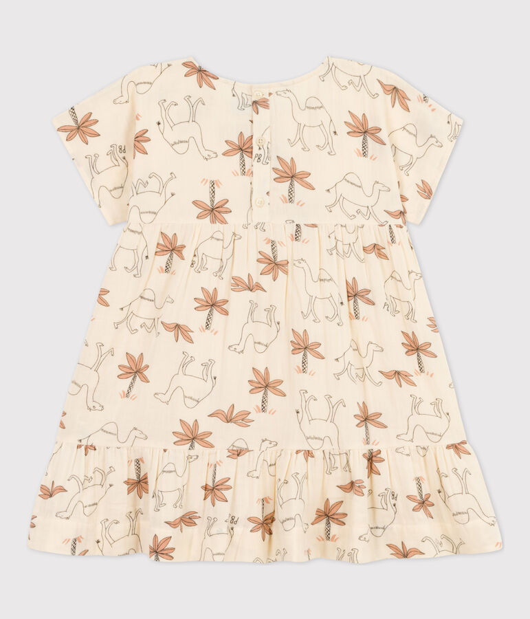 Robe manches courtes en gaze de coton enfant fille blanc AVALANCHE/ MULTICO