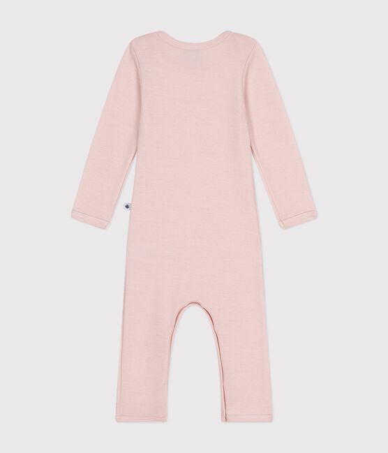 Body jambes longues bébé en laine et coton rose SALINE
