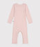 Body jambes longues bébé en laine et coton rose SALINE