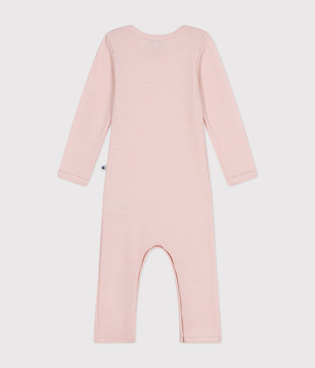 Body jambes longues b&eacute;b&eacute; en laine et coton rose