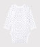 Body naissance fille manches longues imprimé blanc ECUME/bleu MEDIEVAL