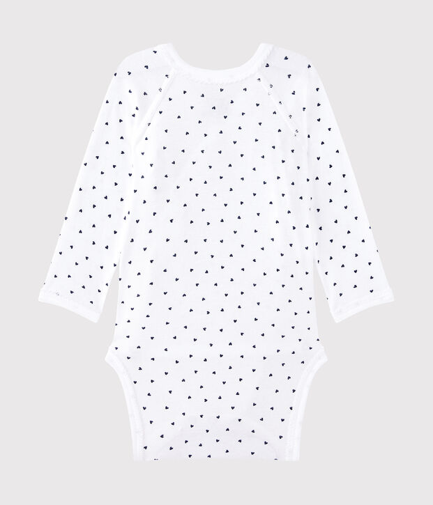 Body naissance fille manches longues imprim&eacute; blanc/bleu