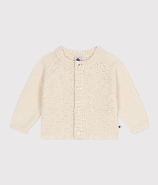 Cardigan en tricot de laine et nylon recyclé bébé écru AVALANCHE