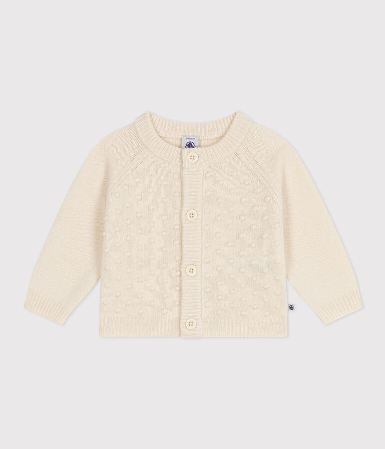 Cardigan en tricot de laine et nylon recycl&eacute; b&eacute;b&eacute; &eacute;cru AVALANCHE