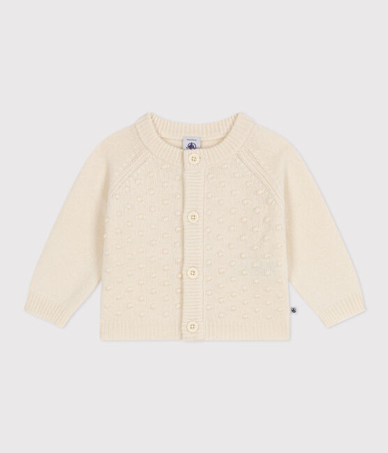 Cardigan en tricot de laine et nylon recyclé bébé écru AVALANCHE