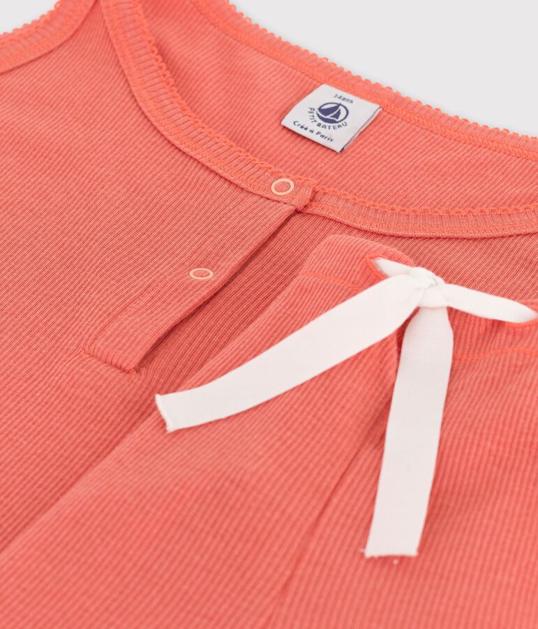 Pyjacourt uni papaye fille en coton lyocell rose
