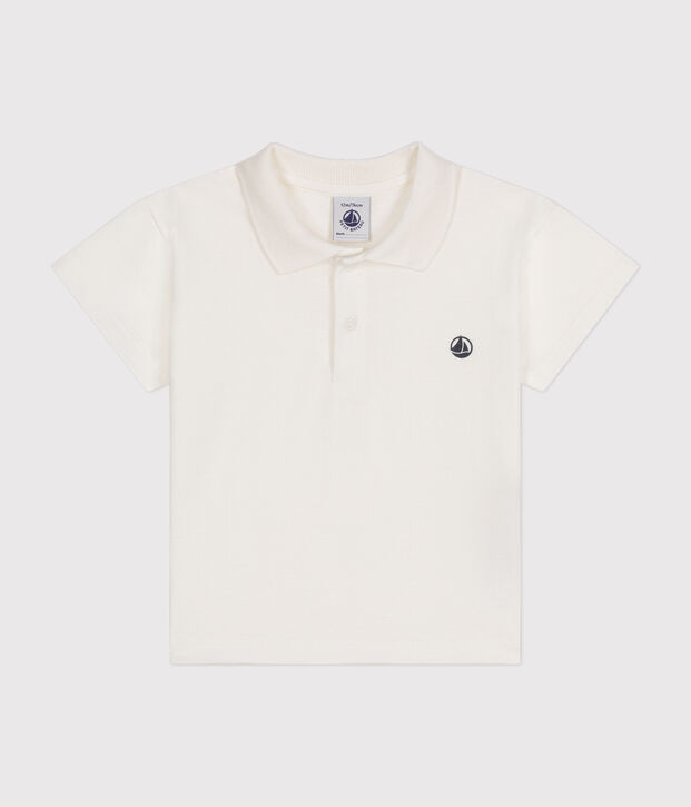 Polo manches courtes en coton b&eacute;b&eacute; blanc