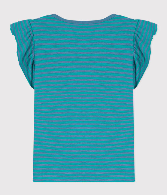 Tee-shirt rayé en coton enfant fille vert LAVIS/bleu VERDE