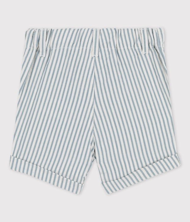 Short ray&eacute; en seercucker b&eacute;b&eacute; vert/blanc