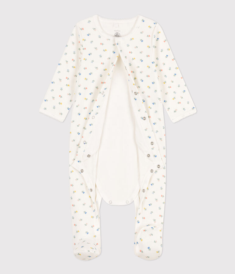 Bodyjama fleurs en coton blanc MARSHMALLOW/blanc MULTICO