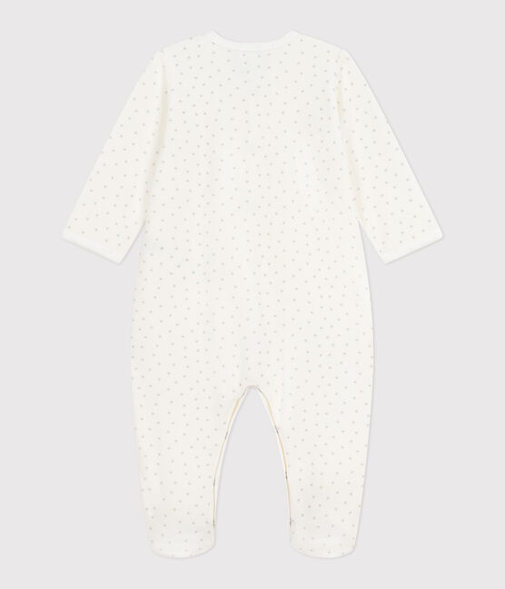 Pyjama bébé en velours imprimé petits cœurs blanc MARSHMALLOW/blanc MISTIGRI