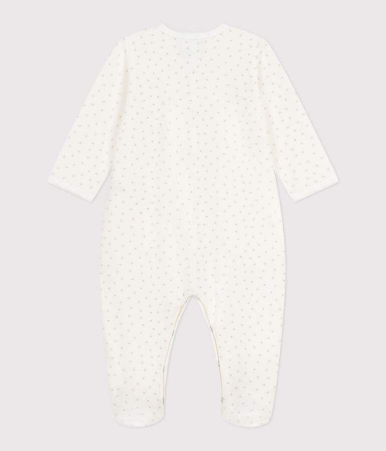 Pyjama b&eacute;b&eacute; en velours imprim&eacute; petits c&oelig;urs blanc MARSHMALLOW/blanc MISTIGRI