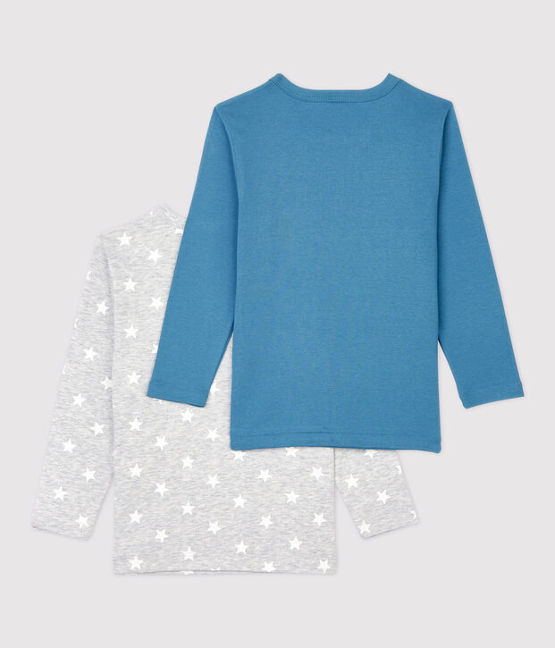 Lot de 2 tee shirts manches longues imprim&eacute; &eacute;toiles petit gar&ccedil;on en coton multicouleur