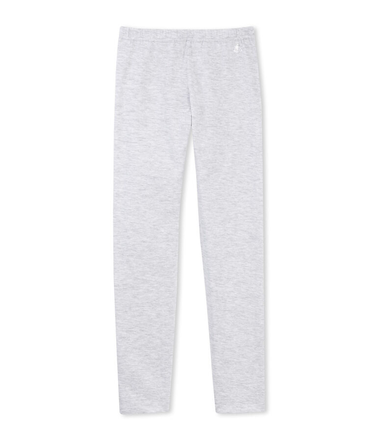 Legging fille en coton stretch uni gris Poussiere