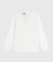 Tee-shirt enfant manches longues en coton uni blanc MARSHMALLOW