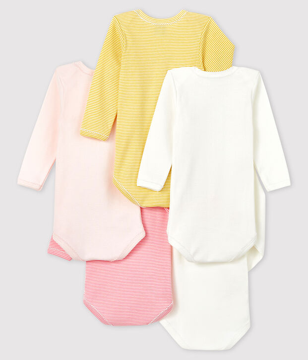 Lot de 5 bodies manches longues b&eacute;b&eacute; fille multicouleur