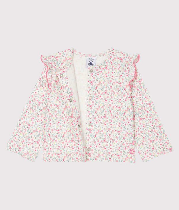 Cardigan l&eacute;ger imprim&eacute; b&eacute;b&eacute; fille blanc/multicouleur