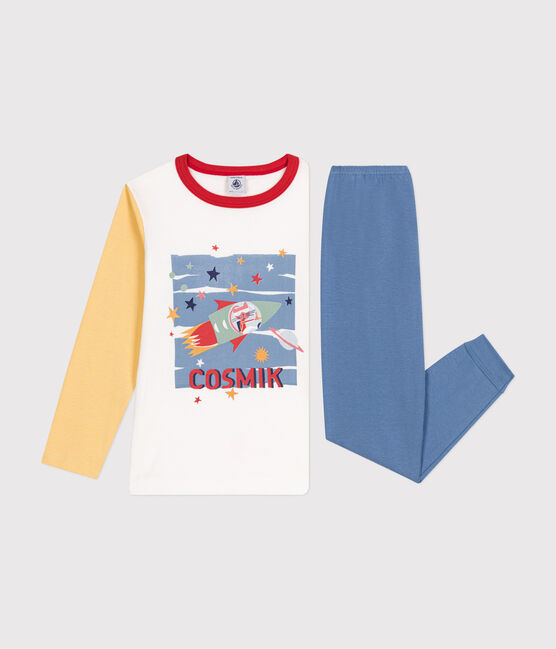 Pyjama en coton  uni motif espace enfant bleu BEACH/ MULTICO