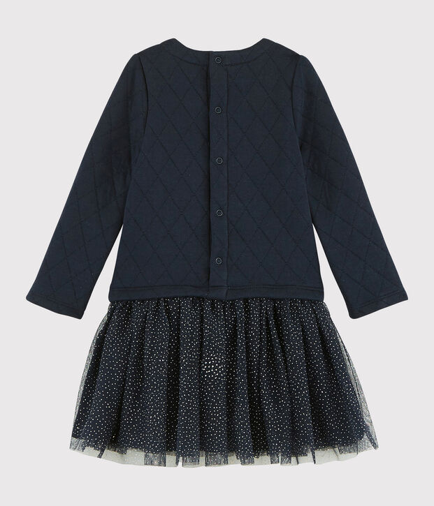 Robe manches longues b&eacute;b&eacute; fille bleu marine
