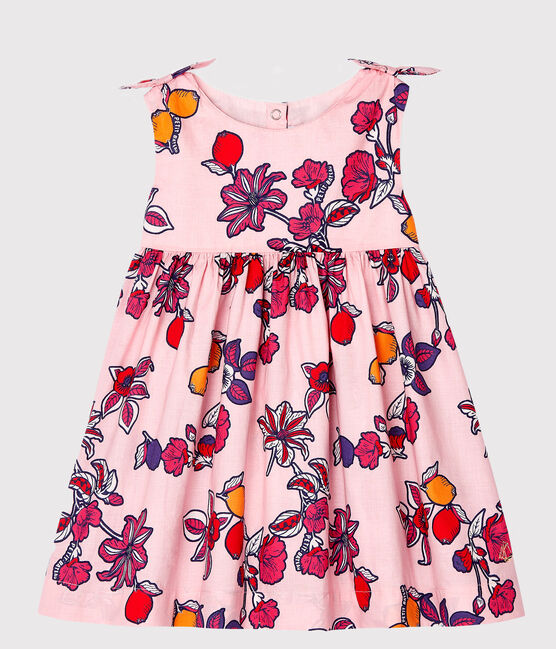 Robe sans manches imprimée bébé fille rose MERVEILLE/blanc MULTICO