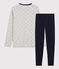 Pyjama imprimé étoiles garçon en coton gris BELUGA/blanc MARSHMALLOW
