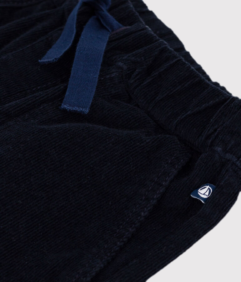 Pantalon droit enfant en velours uni bleu SMOKING